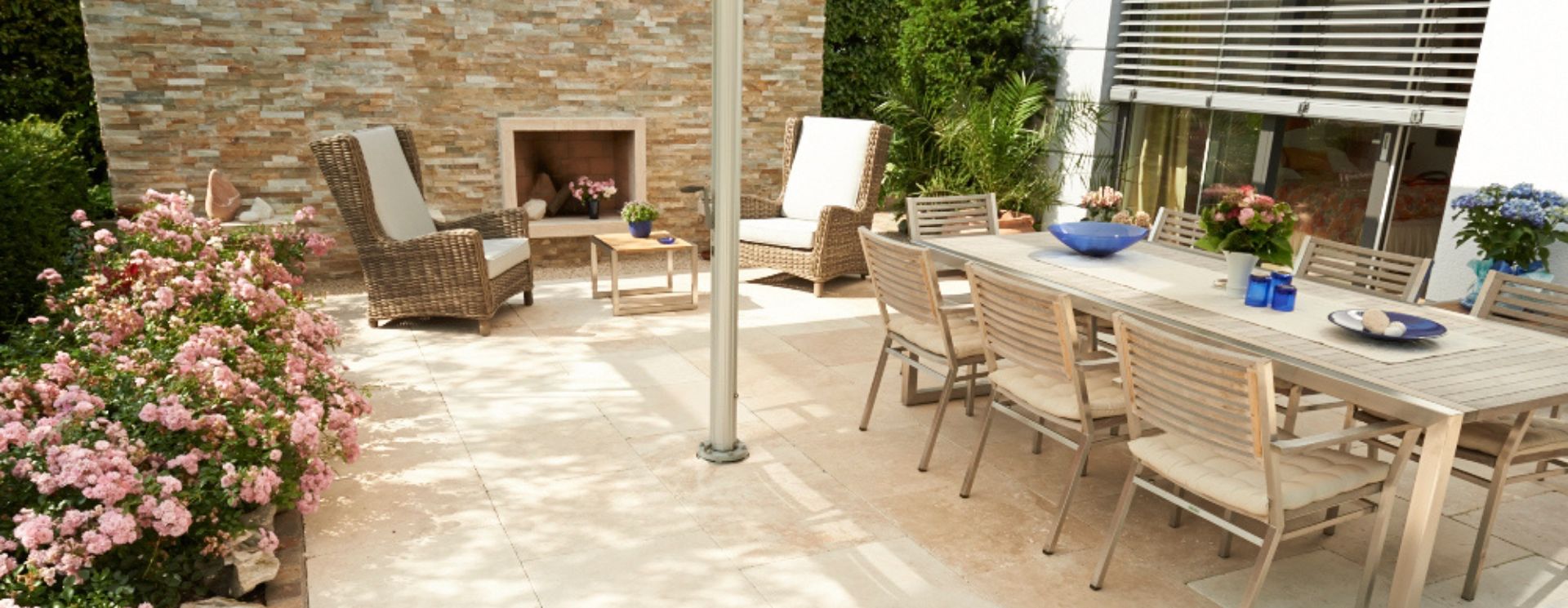 Travertin Terrassen – mediterraner Naturstein für Terrasse und Garten