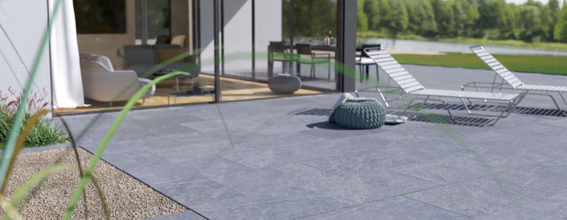 Terrassenplatten in Blau