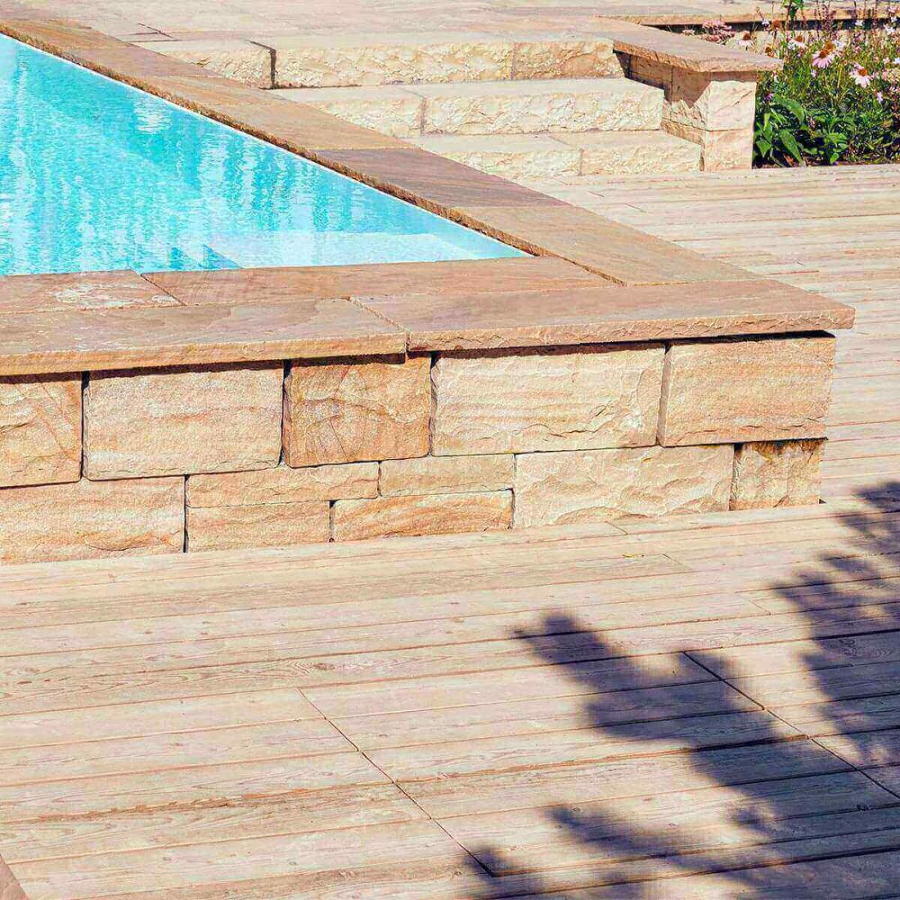 Schnell & stilvoll mauern: Golden Sand Sandstein Plaza Systemmauerwerk