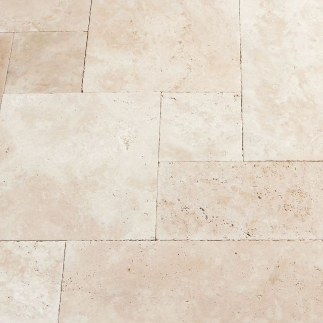 TIVO®Travertin Crema Terrassenplatten Röm.Verband