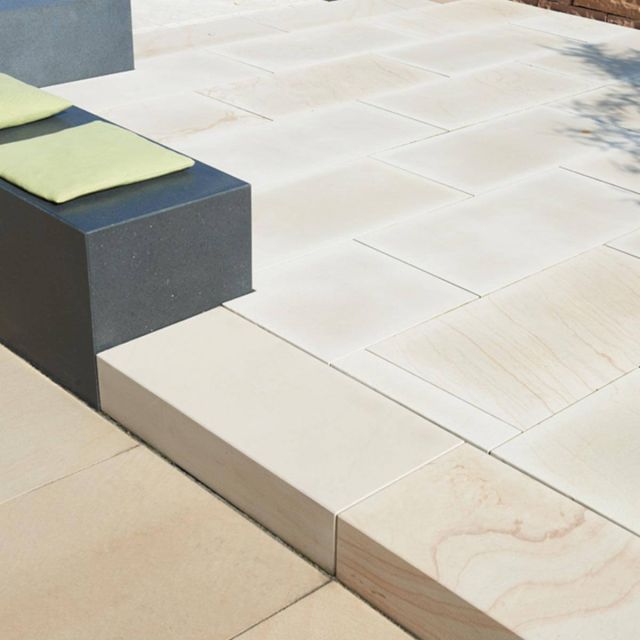 White Sand Sandstein Blockstufen Classico